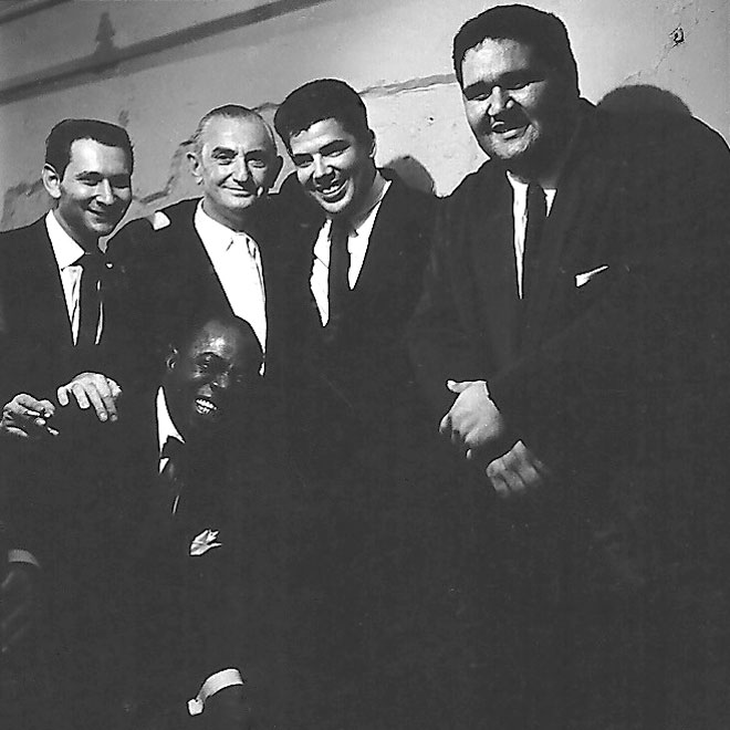 Ted Sommer, Louis Armstrong, Joe Glaser, Joe Castro, Ed Shonk, at Basin Street