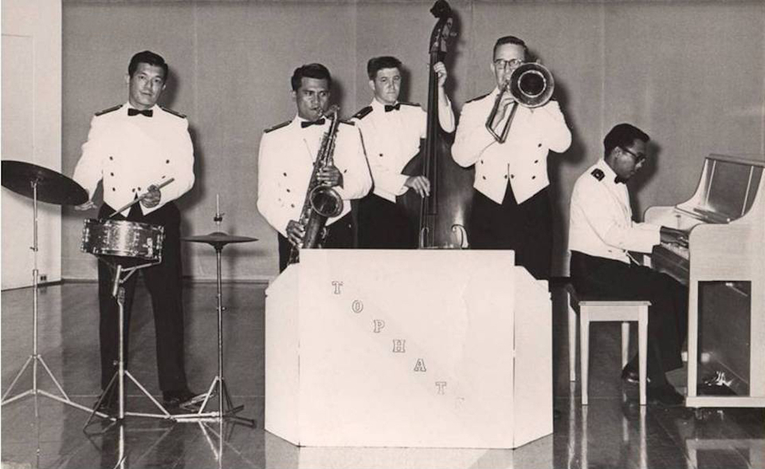 501st AFB Tophats: Howard Hayashi, Joe Canete, Chet Burchfield, Mike Morrissey, Ray Mabalot, Hickam AFB, 1964
